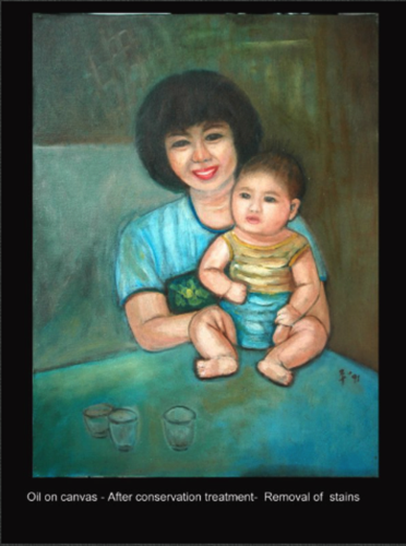 Oil on canvas - After conservation -  Removal of  stains